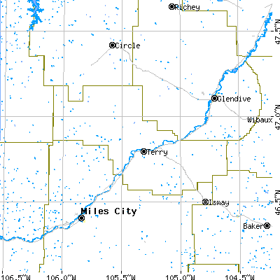 Prairie County close-up map