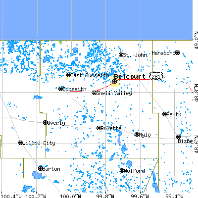 Rolette County close-up map