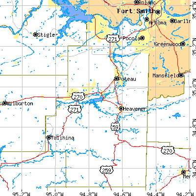 Le Flore County close-up map