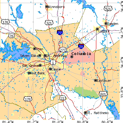 Richland County close-up map