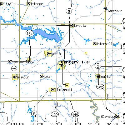 Appanoose County close-up map
