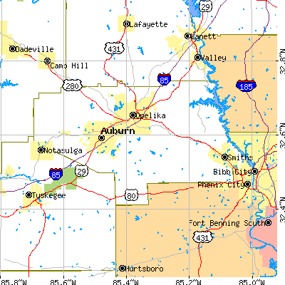 Lee County close-up map