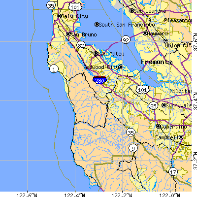 San Mateo County close-up map