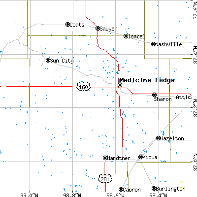 Barber County close-up map