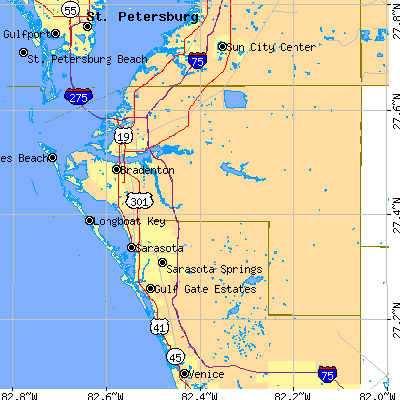 Manatee County close-up map