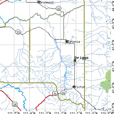Teton County close-up map