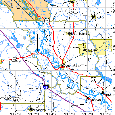 Red River Parish close-up map
