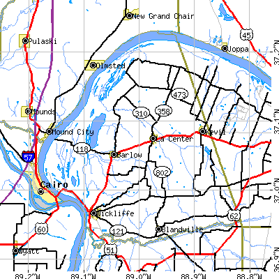 Ballard County close-up map