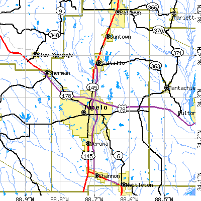 Lee County close-up map