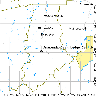 Ravalli County close-up map