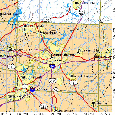 Guilford County close-up map