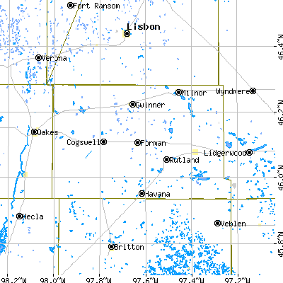 Sargent County close-up map