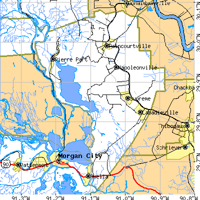 Assumption Parish close-up map