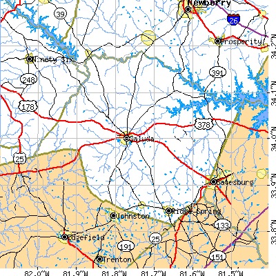 Saluda County close-up map