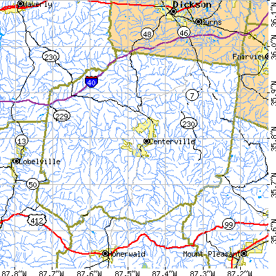 Hickman County close-up map