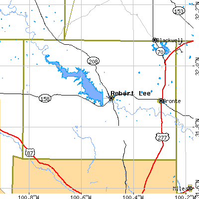 Coke County close-up map