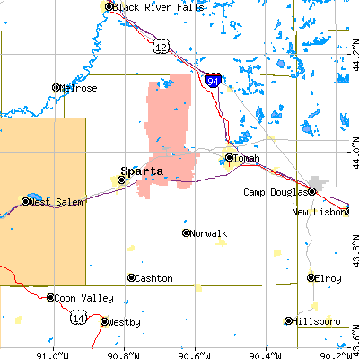 Monroe County close-up map