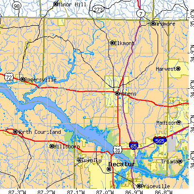 Limestone County close-up map