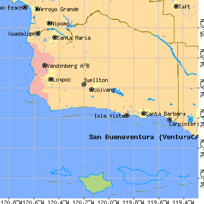 Santa Barbara County close-up map