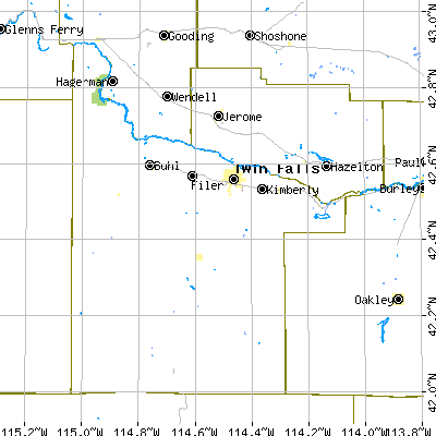 Twin Falls County close-up map
