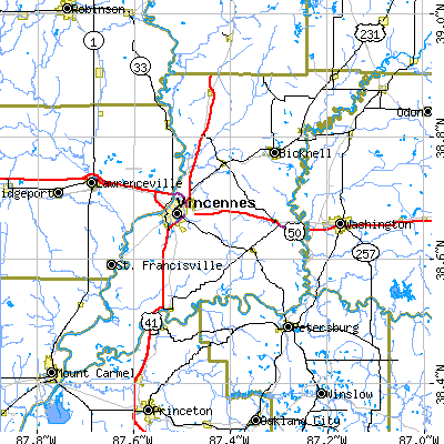 Knox County close-up map