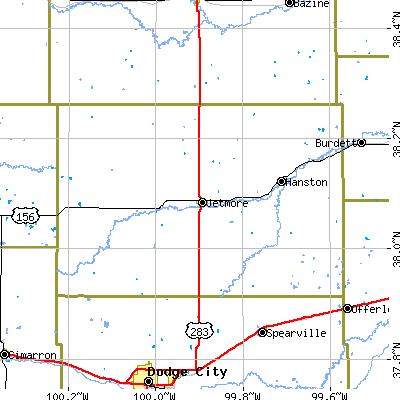 Hodgeman County close-up map