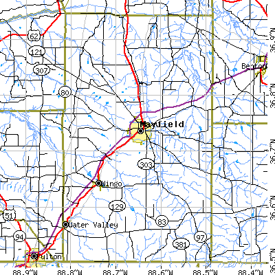 Graves County close-up map