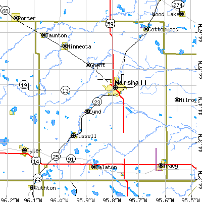 Lyon County close-up map