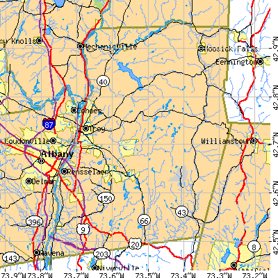 Rensselaer County close-up map