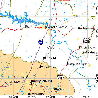 Halifax County close-up map
