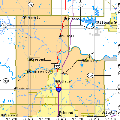 Logan County close-up map