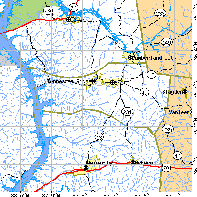 Houston County close-up map