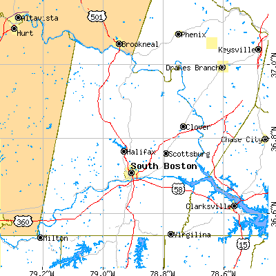 Halifax County close-up map