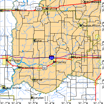 Acadia Parish close-up map
