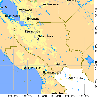 Santa Clara County close-up map