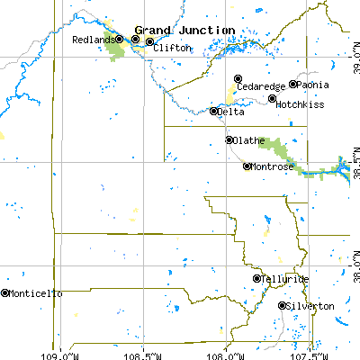 Montrose County close-up map