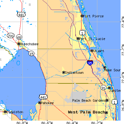 Martin County close-up map