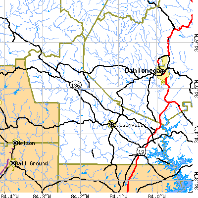 Dawson County close-up map