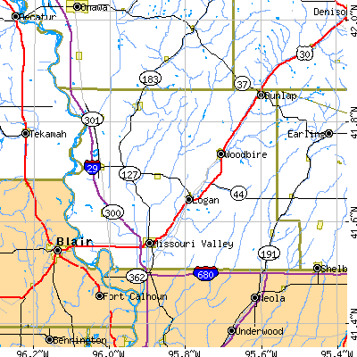 Harrison County close-up map