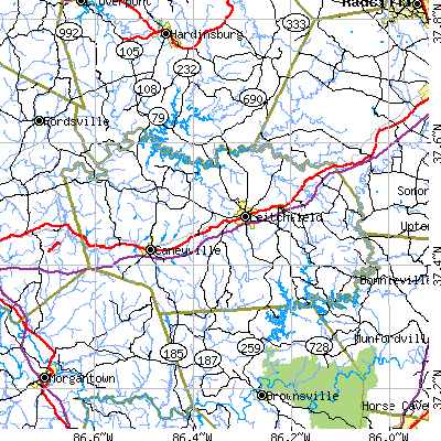 Grayson County close-up map