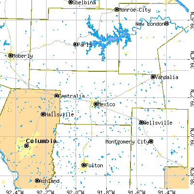 Audrain County close-up map
