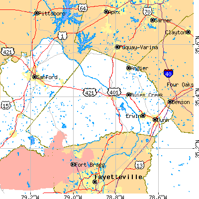 Harnett County close-up map