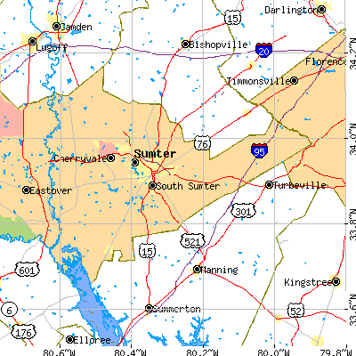 Sumter County close-up map