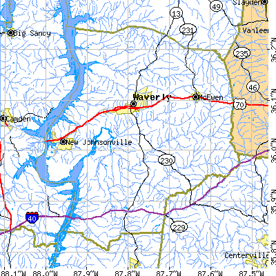 Humphreys County close-up map