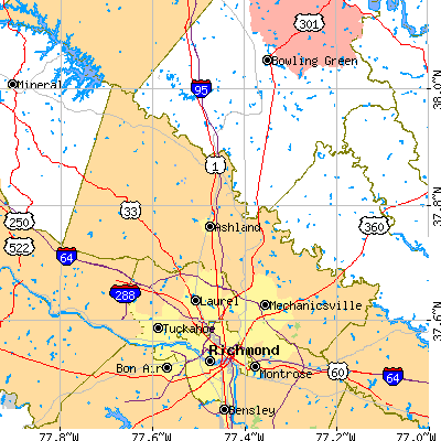 Hanover County close-up map