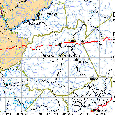 Ritchie County close-up map