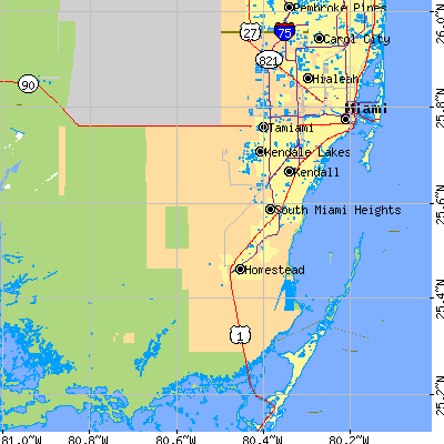 Miami-Dade County close-up map