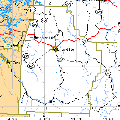Madison County close-up map