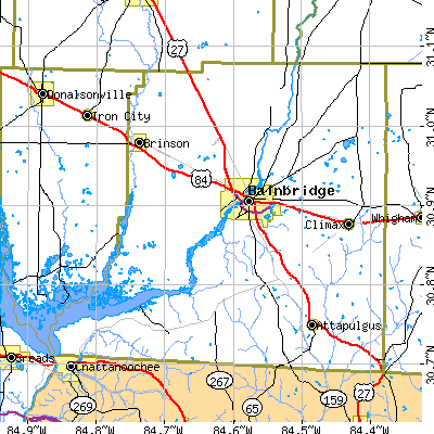 Decatur County close-up map