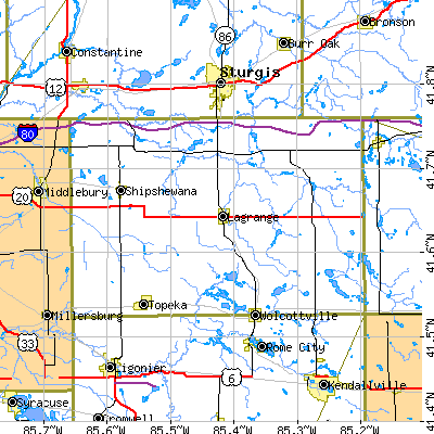 LaGrange County close-up map